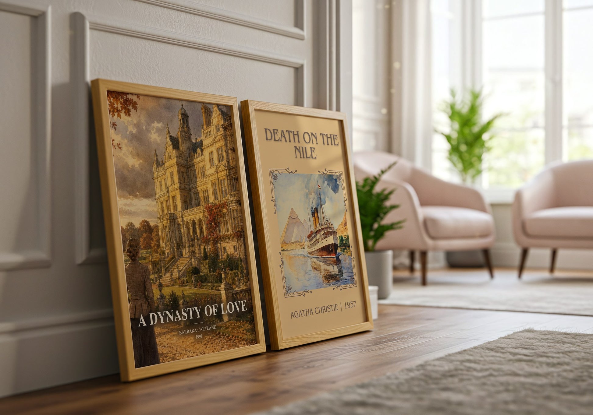 A Dynasty Of Love watercolour print framed by window – literary home decor