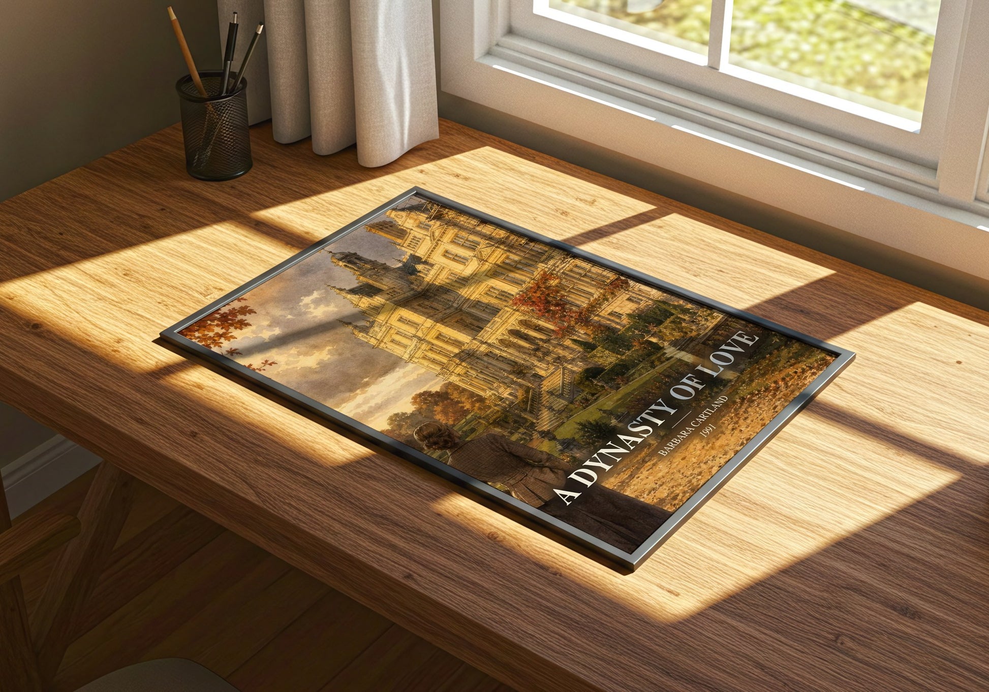 A Dynasty Of Love watercolour book poster framed on wall – romance wall art