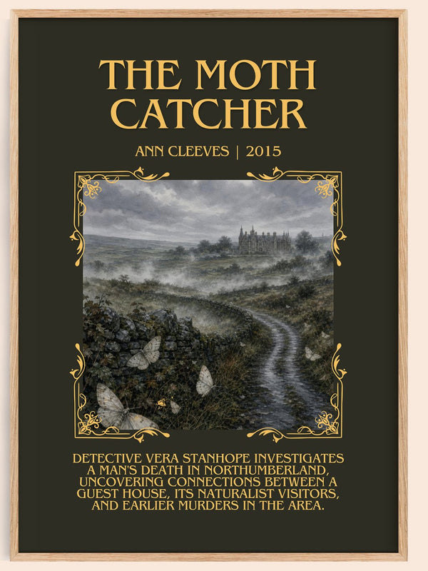 The Moth Catcher Minimalist Book Poster by Ann Cleeves – book poster