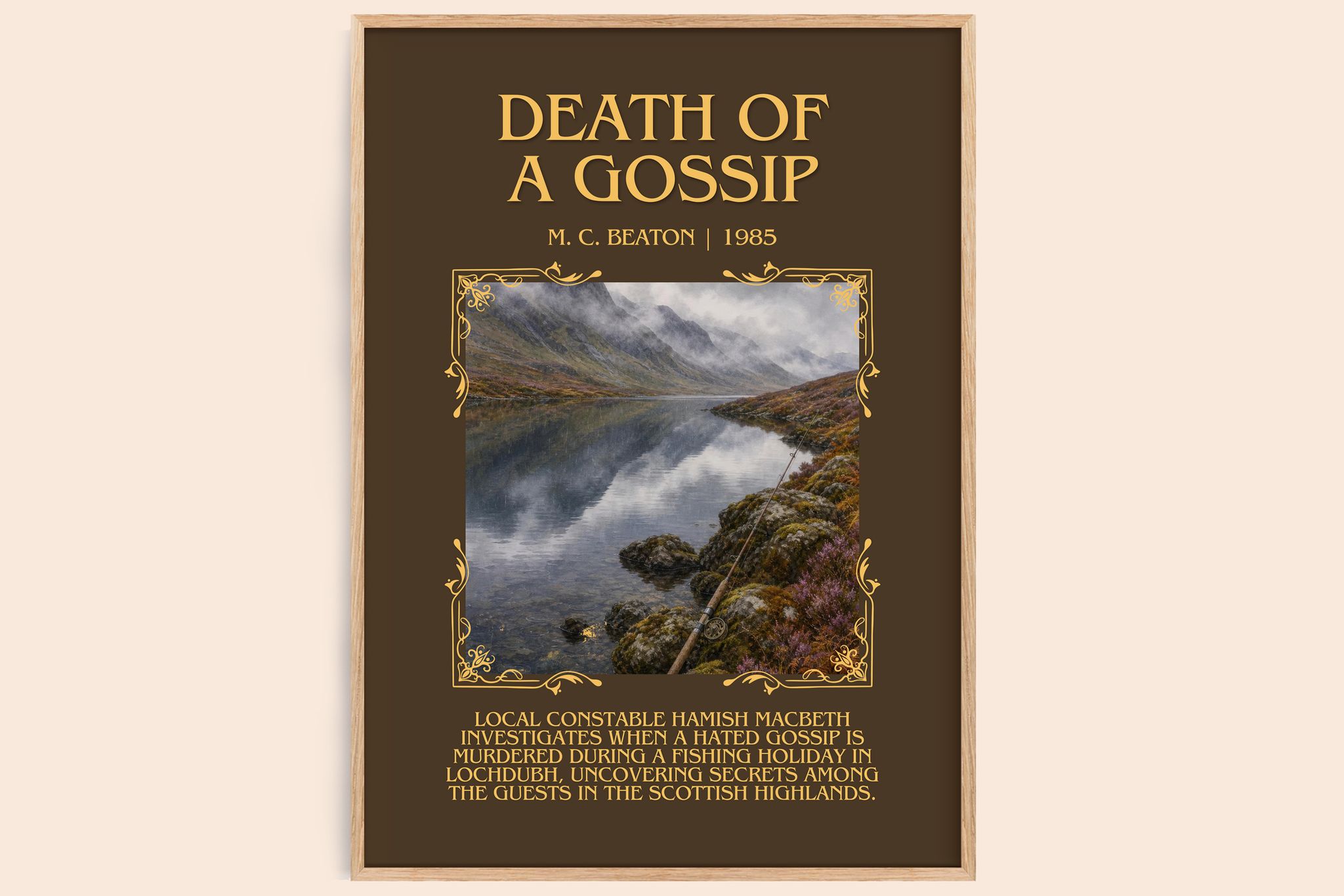 Death of a Gossip Minimalist Book Poster by M. C. Beaton