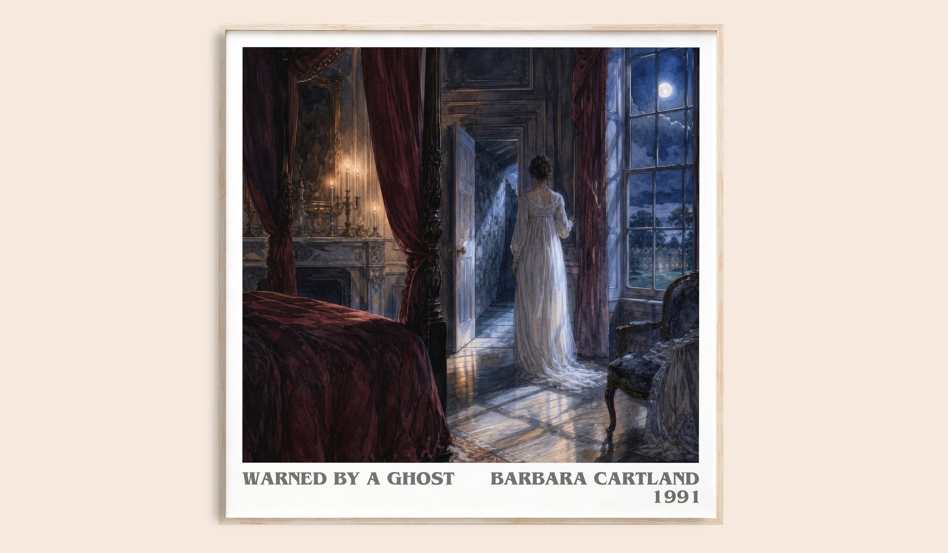 Warned By A Ghost literary book poster by Barbara Cartland – framed literary art print