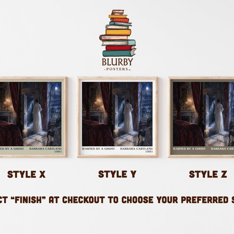 Warned By A Ghost literary print in frame leaning in hallway – romance wall art