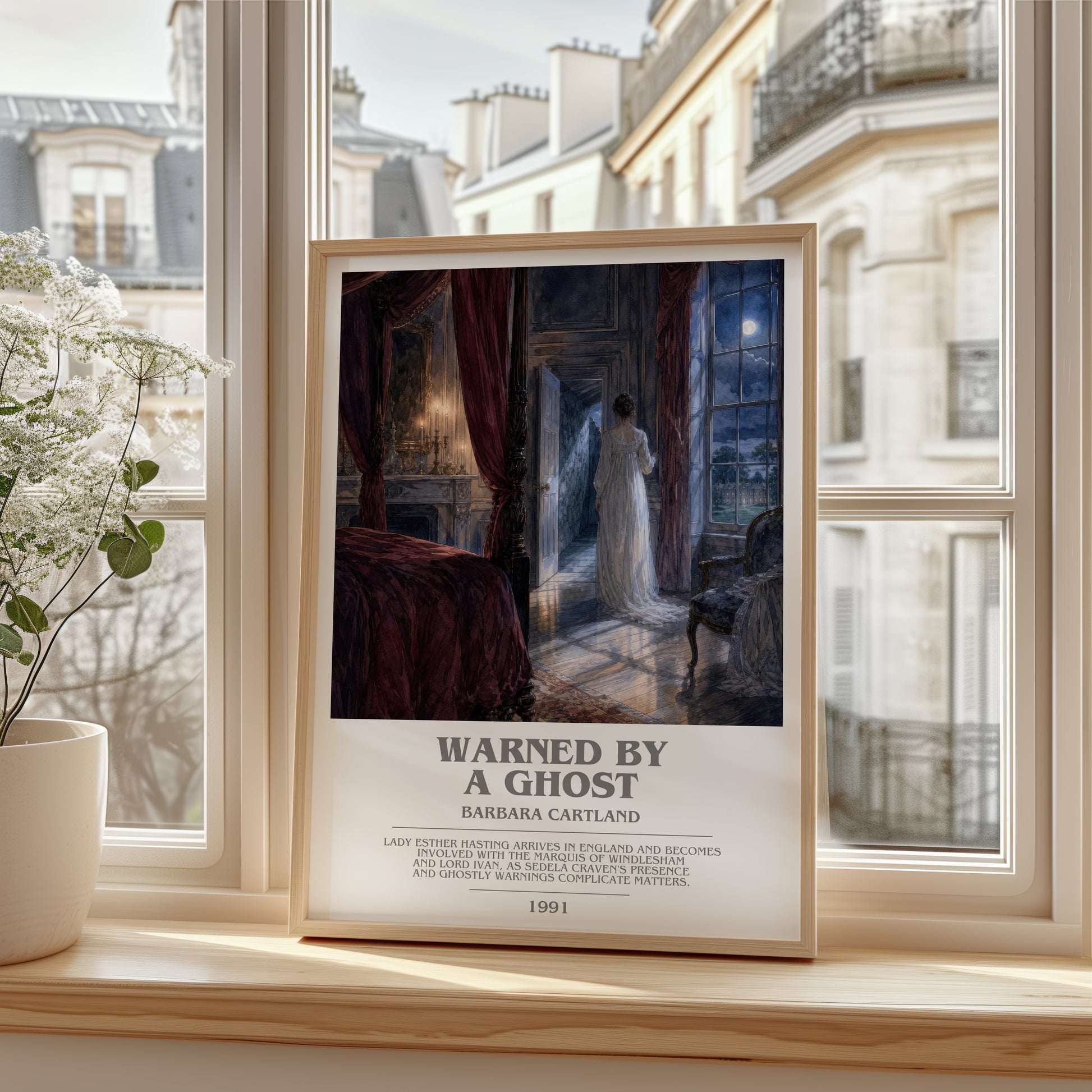 Warned By A Ghost bookish poster colour and style options – Barbara Cartland book art