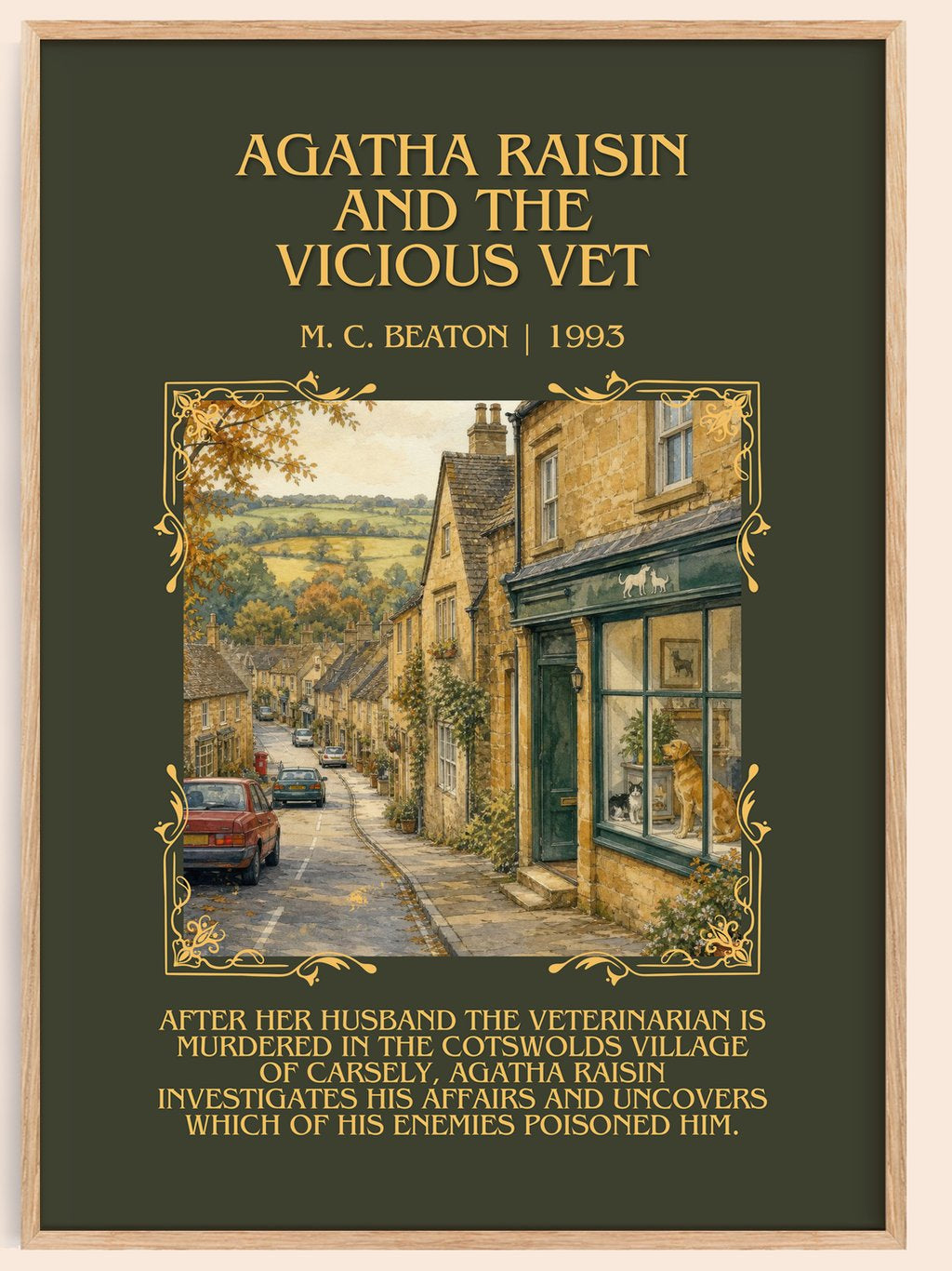 Agatha Raisin and the Vicious Vet Minimalist Book Poster by M. Beaton – book poster