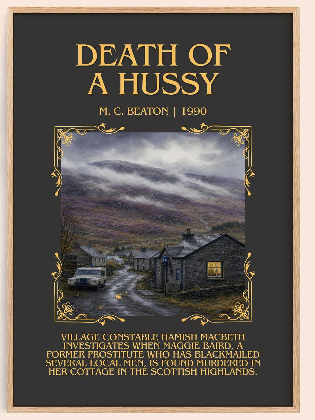 Death of a Hussy Minimalist Book Poster by M. C. Beaton – book poster