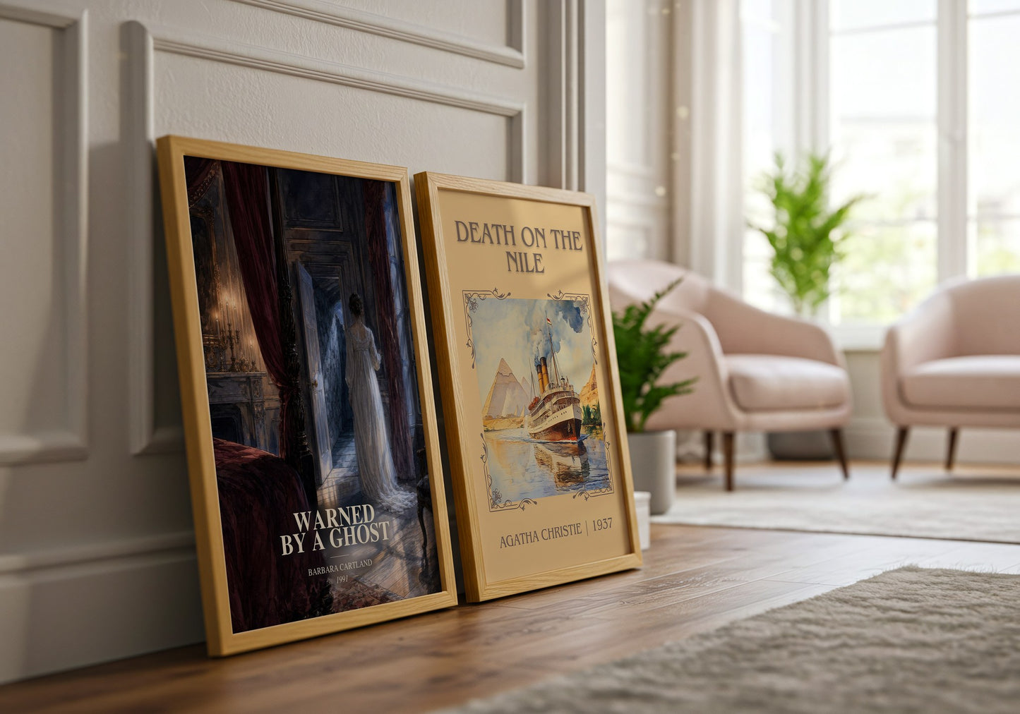 Warned By A Ghost watercolour print framed by window – literary home decor