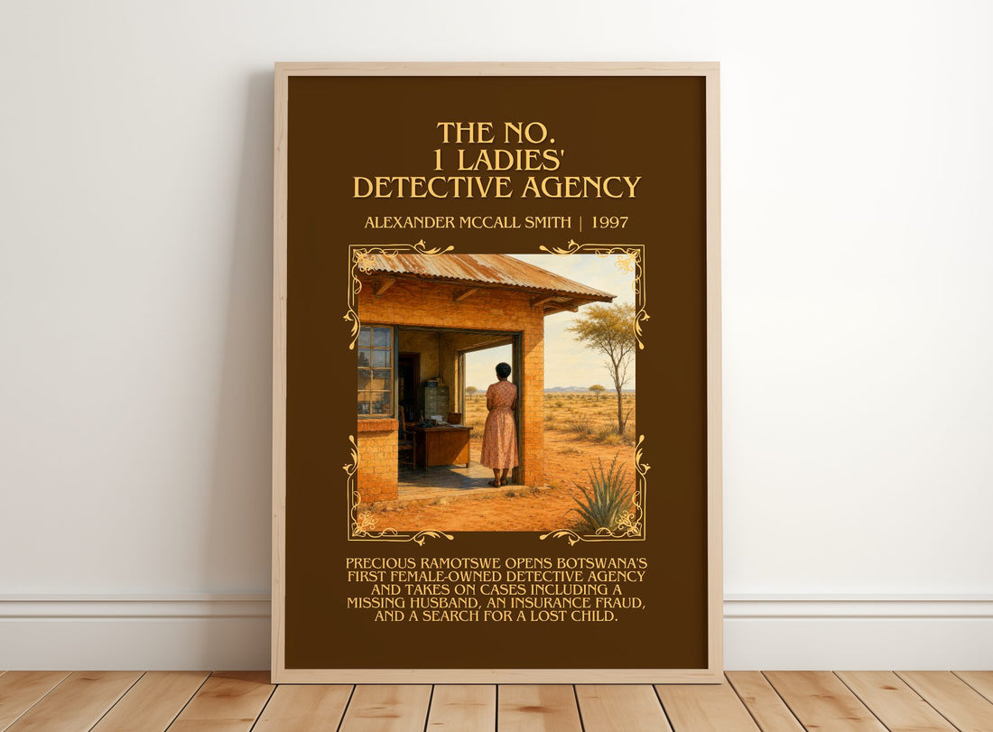 No. 1 Ladies' Detective Agency Minimalist Book Poster by A. Smith – framed print leaning on a wooden floor