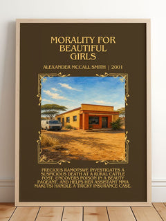 Morality for Beautiful Girls Minimalist Book Poster by A. Smith – framed print leaning on a wooden floor