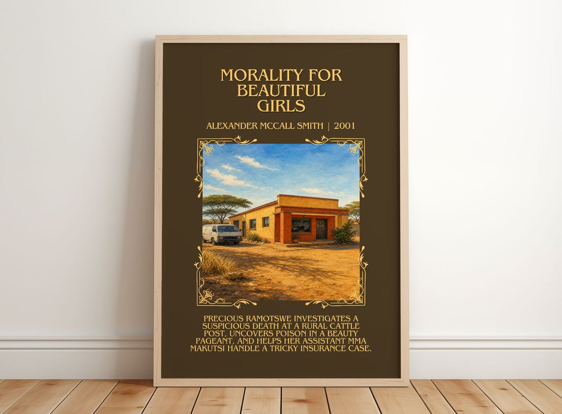 Morality for Beautiful Girls Minimalist Book Poster by A. Smith – framed print leaning on a wooden floor