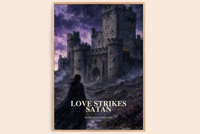 Love Strikes Satan watercolour book poster by Barbara Cartland – framed literary art print