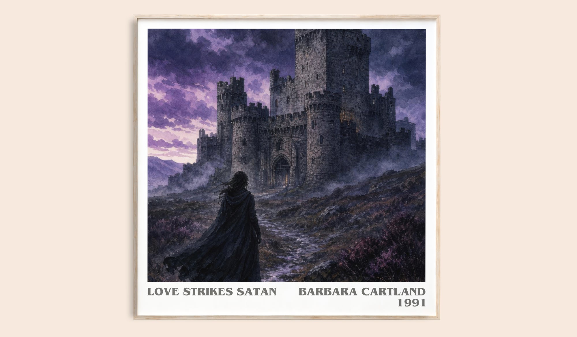 Love Strikes Satan literary book poster by Barbara Cartland – framed literary art print