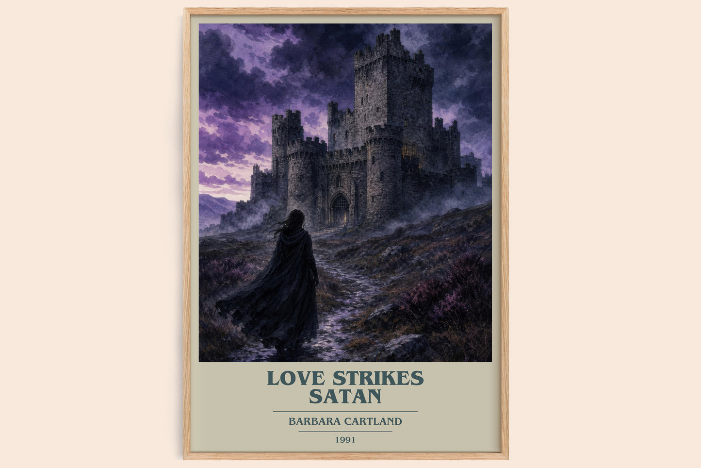 Love Strikes Satan book cover book poster by Barbara Cartland – framed literary art print