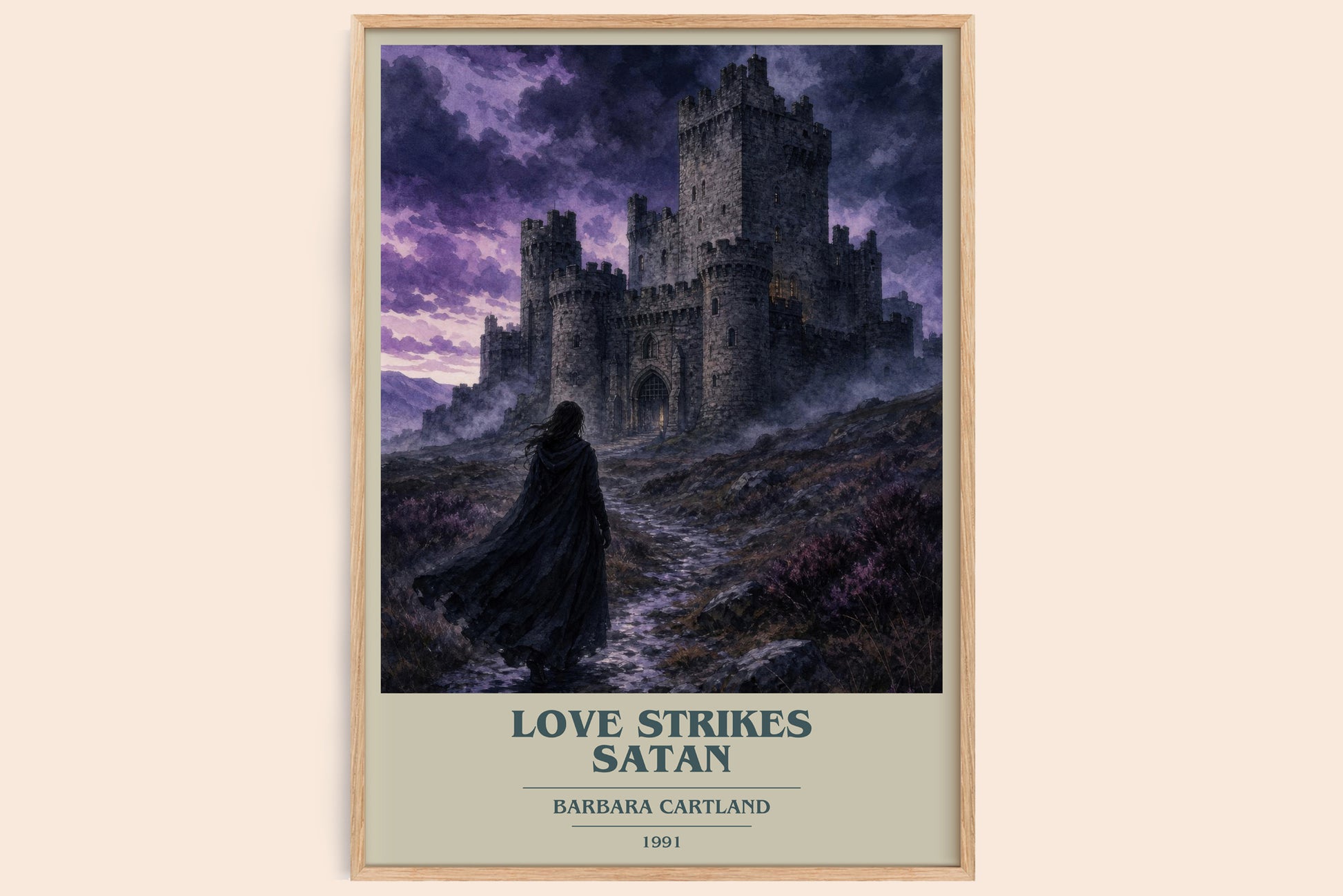 Love Strikes Satan book cover book poster by Barbara Cartland – framed literary art print
