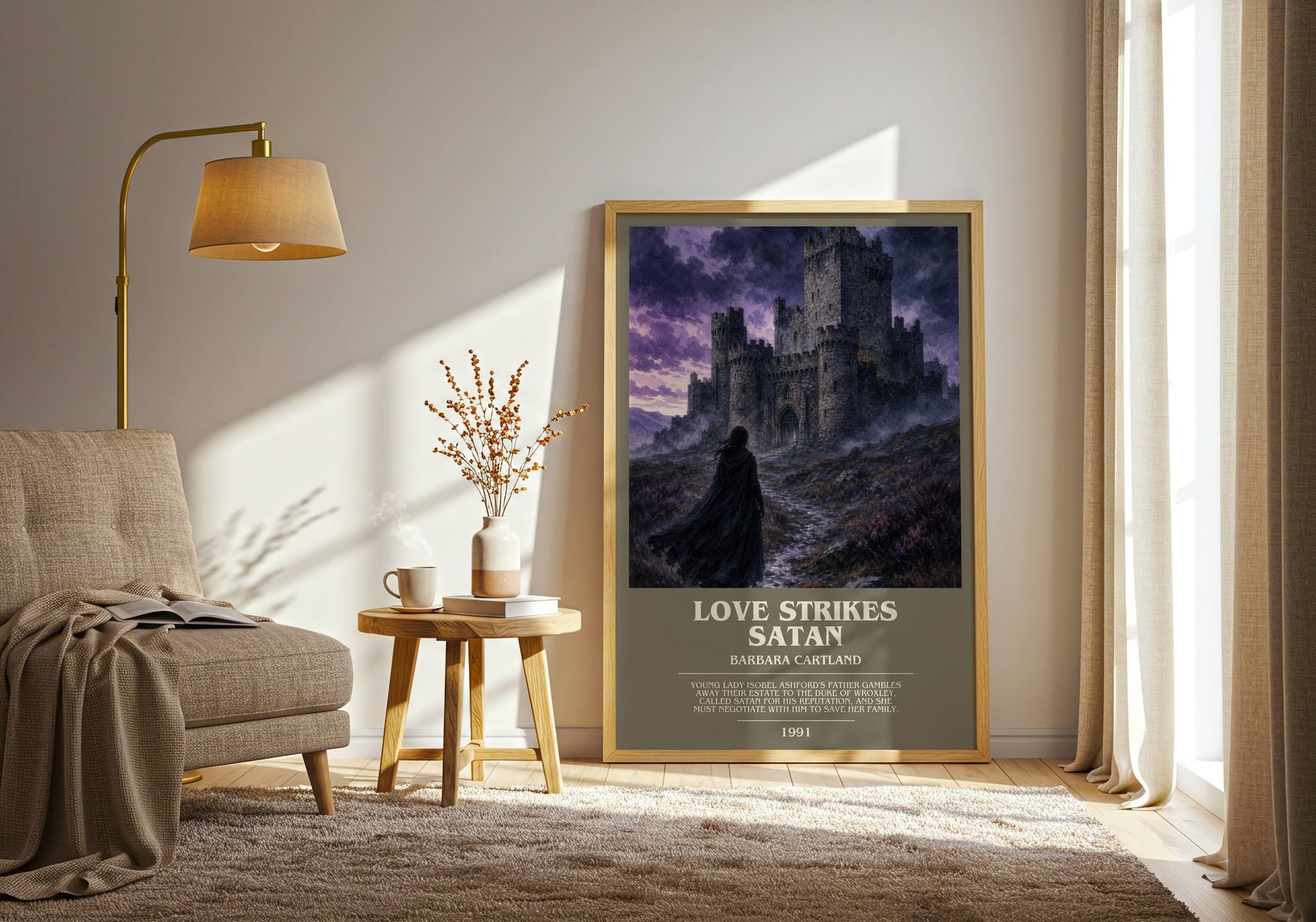 Love Strikes Satan bookish print on bookshelf – Barbara Cartland fan gift