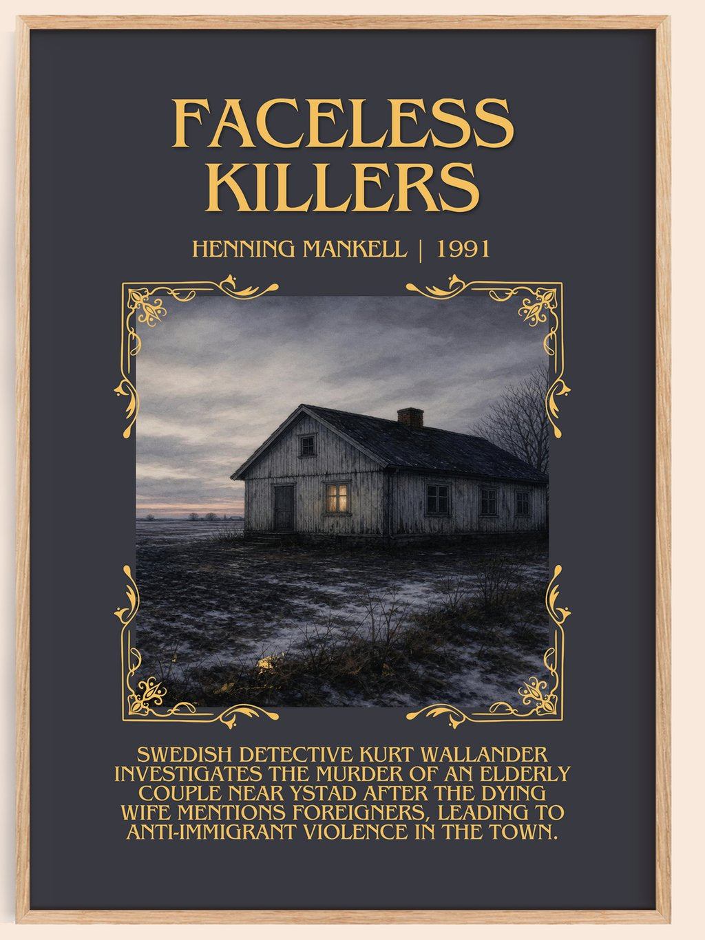 Faceless Killers Minimalist Book Poster by Henning Mankell – book poster