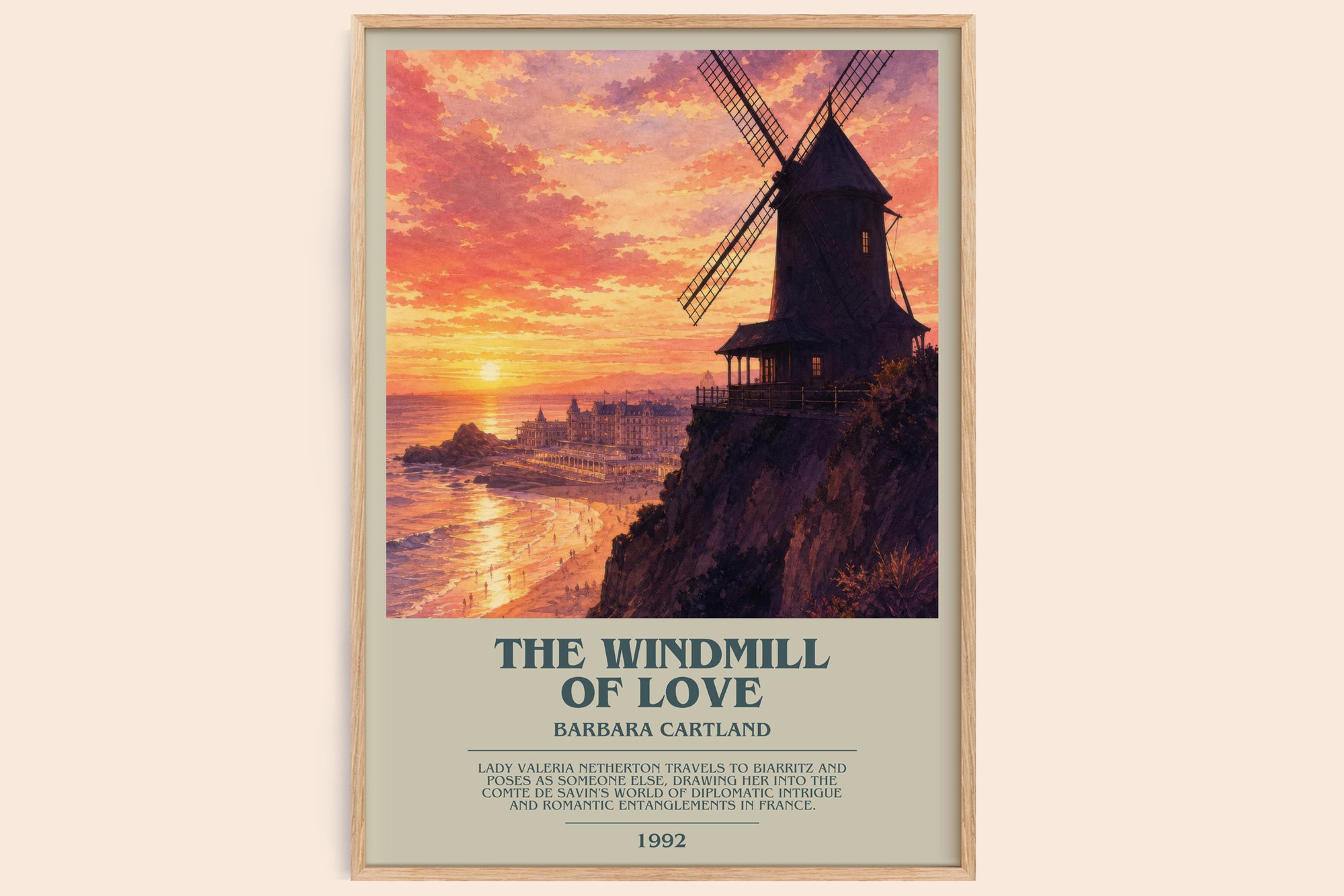 The Windmill Of Love bookish book poster by Barbara Cartland – framed literary art print