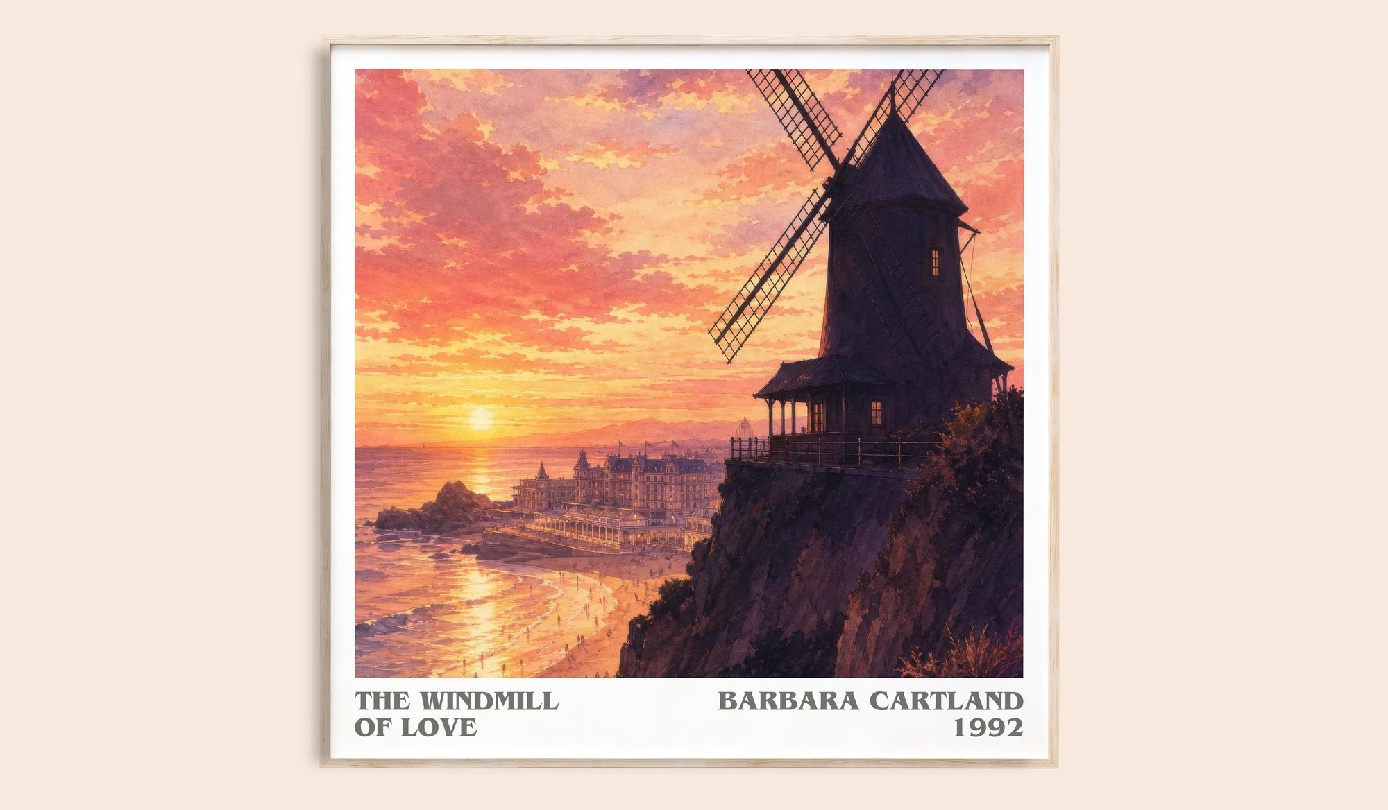 The Windmill Of Love literary book poster by Barbara Cartland – framed literary art print