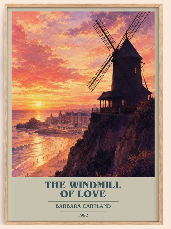 The Windmill Of Love book cover book poster by Barbara Cartland – framed literary art print