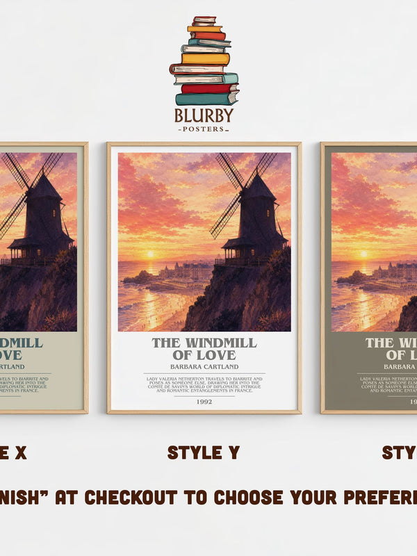 The Windmill Of Love bookish print in frame leaning in hallway – romance wall art