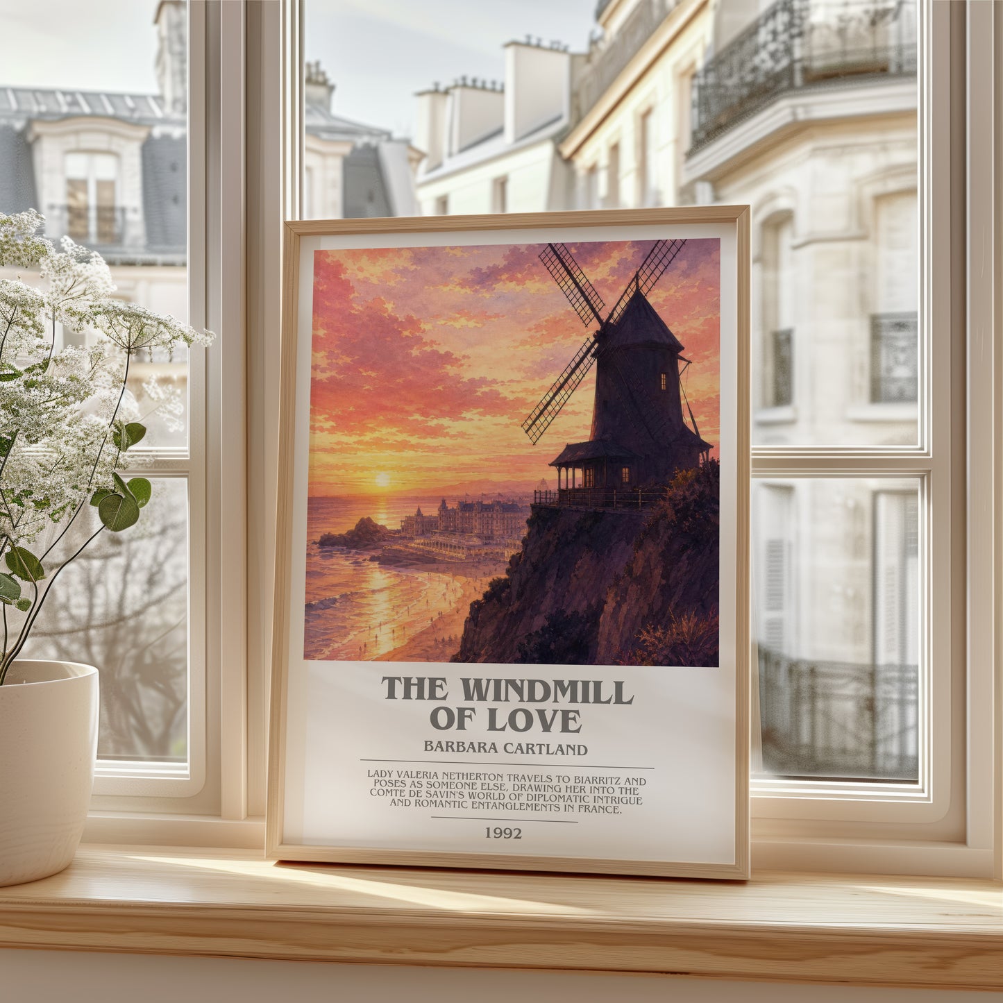 The Windmill Of Love bookish poster colour and style options – Barbara Cartland book art