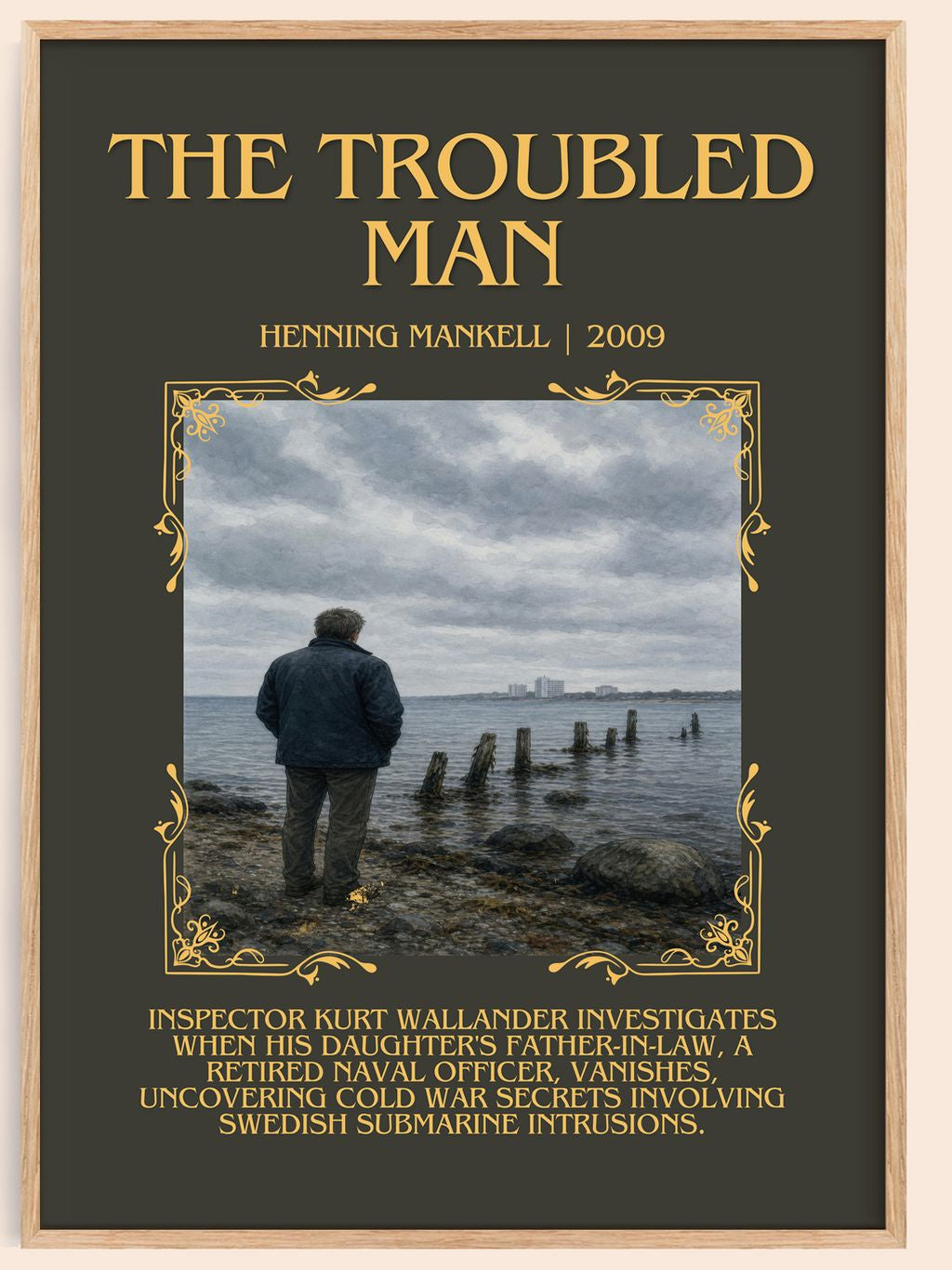 The Troubled Man Minimalist Book Poster by Henning Mankell – book poster