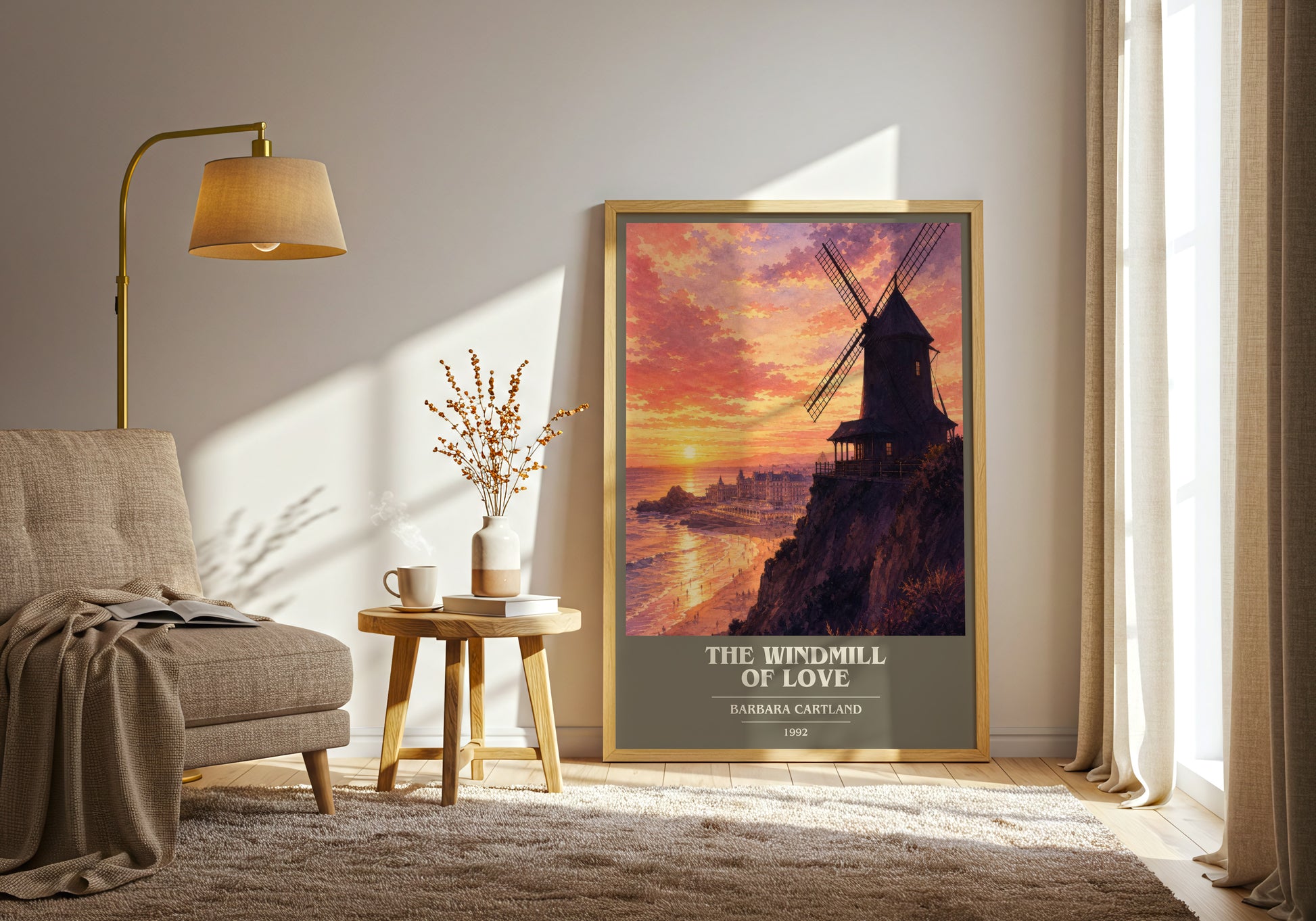 The Windmill Of Love book cover print on bookshelf – Barbara Cartland fan gift