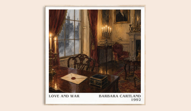 Love And War literary book poster by Barbara Cartland – framed literary art print