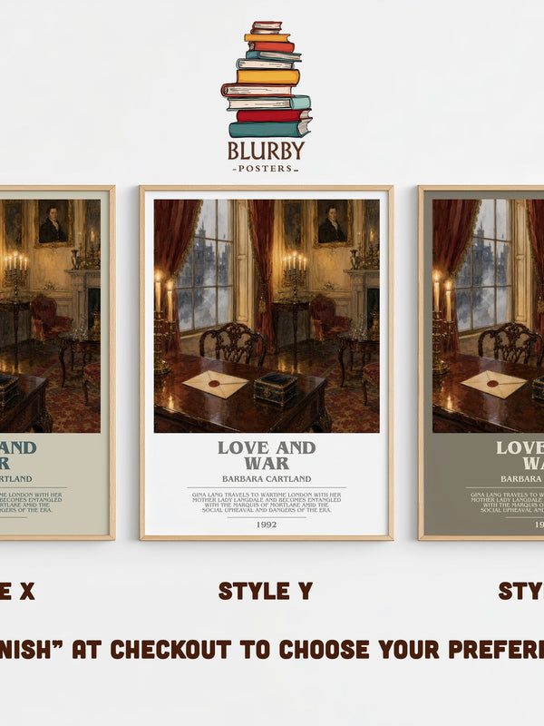 Love And War bookish print in frame leaning in hallway – romance wall art
