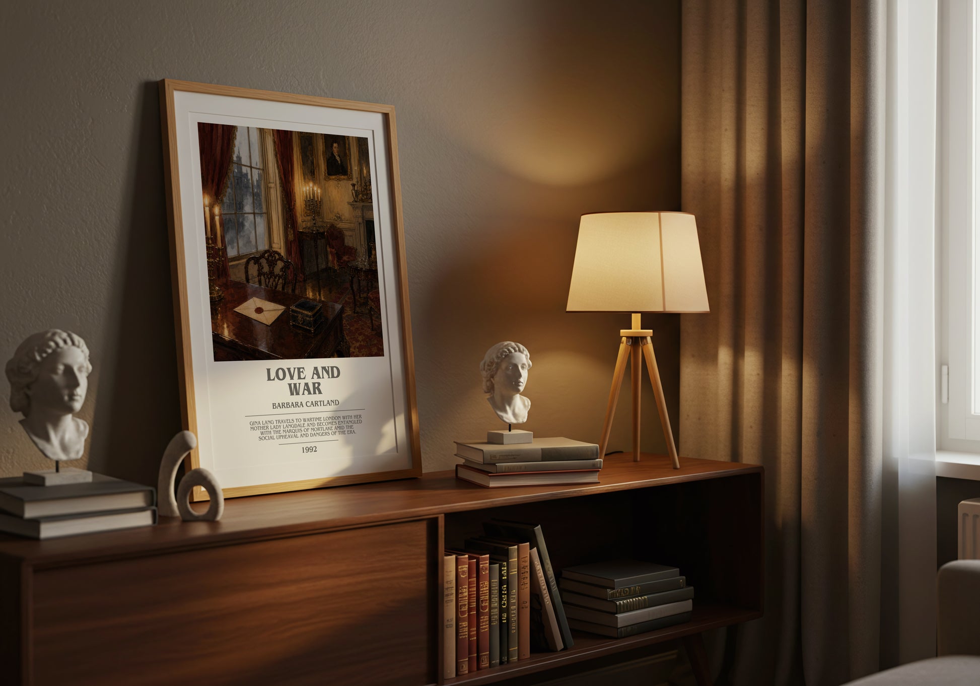 Love And War bookish book poster framed on wall – romance wall art