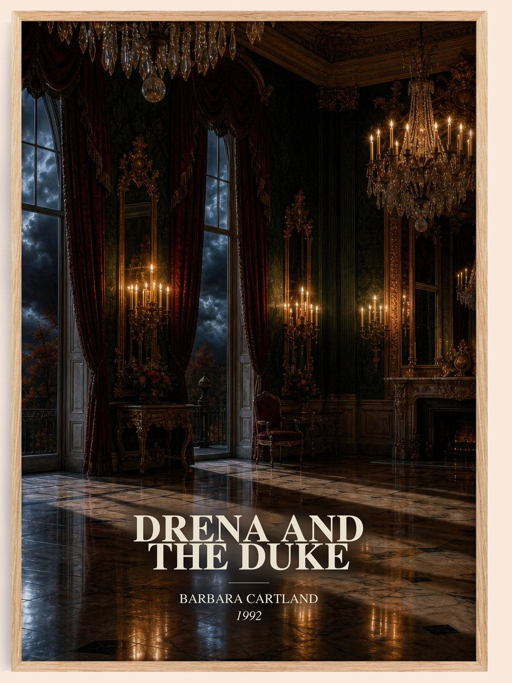 Drena And The Duke watercolour book poster by Barbara Cartland – framed literary art print
