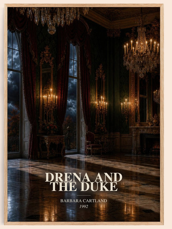 Drena And The Duke watercolour book poster by Barbara Cartland – framed literary art print