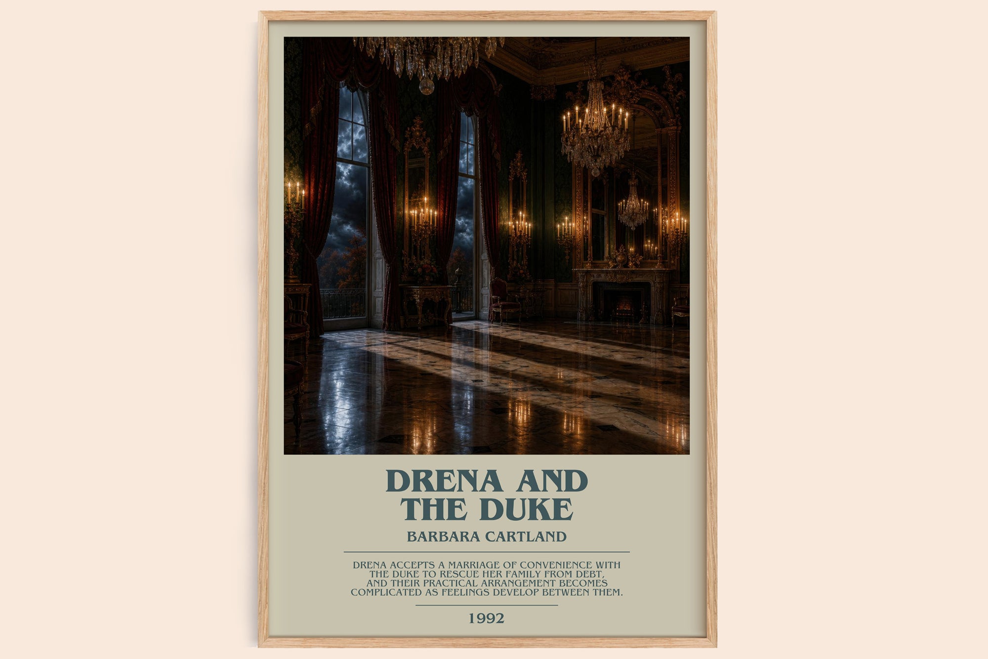 Drena And The Duke bookish book poster by Barbara Cartland – framed literary art print