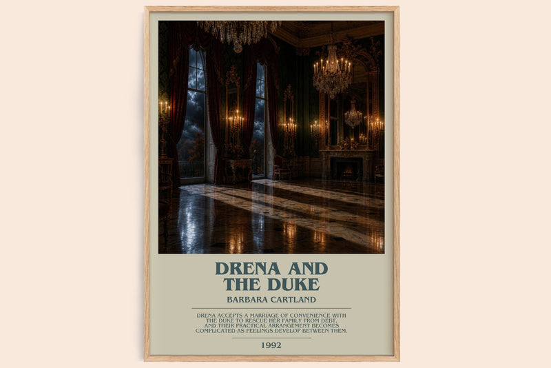 Drena And The Duke bookish book poster by Barbara Cartland – framed literary art print