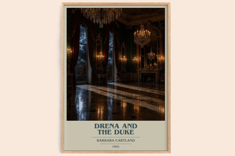 Drena And The Duke book cover book poster by Barbara Cartland – framed literary art print
