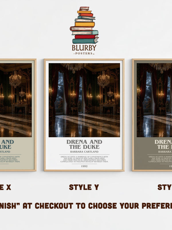 Drena And The Duke bookish print in frame leaning in hallway – romance wall art
