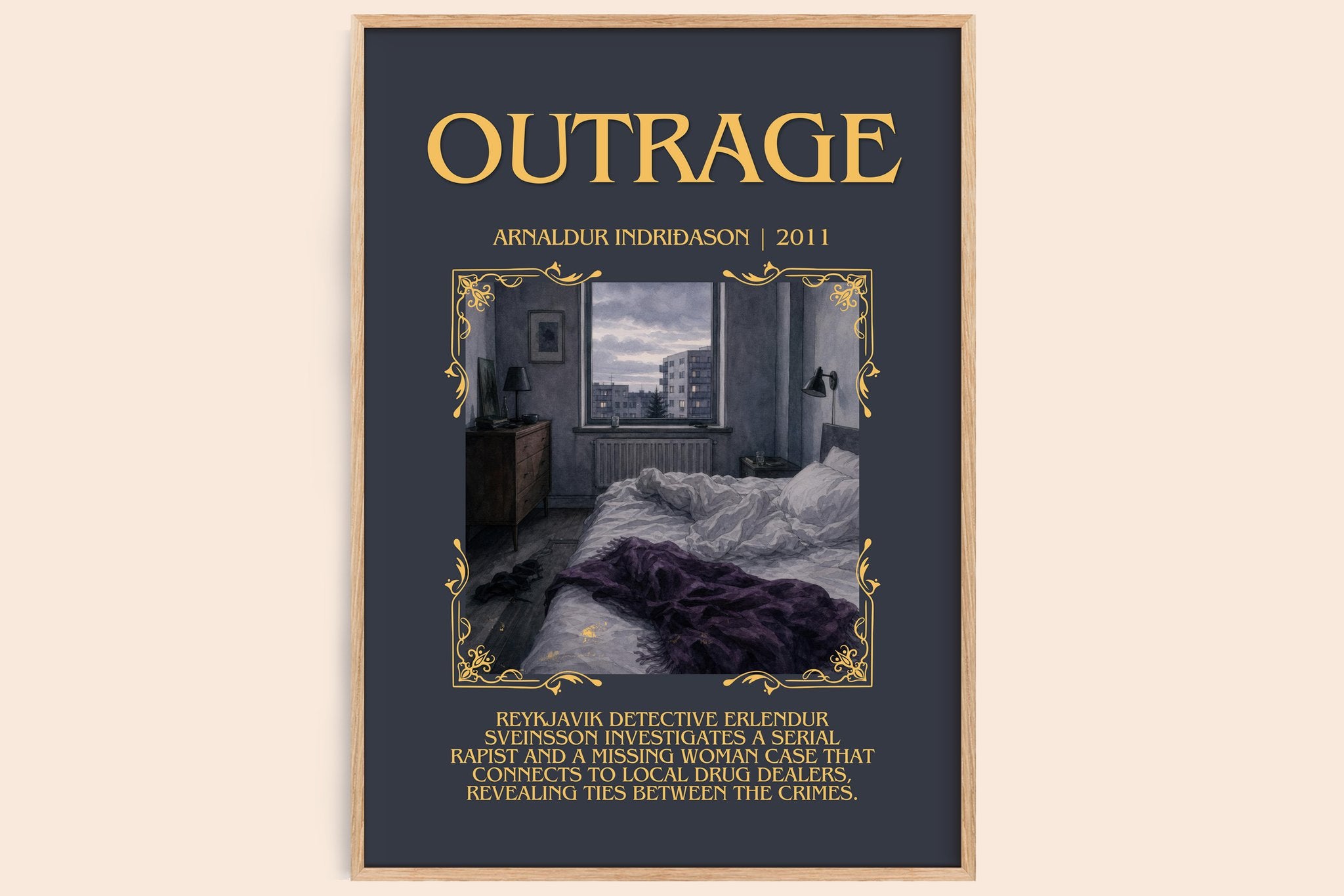 Outrage Minimalist Book Poster by Arnaldur Indriðason