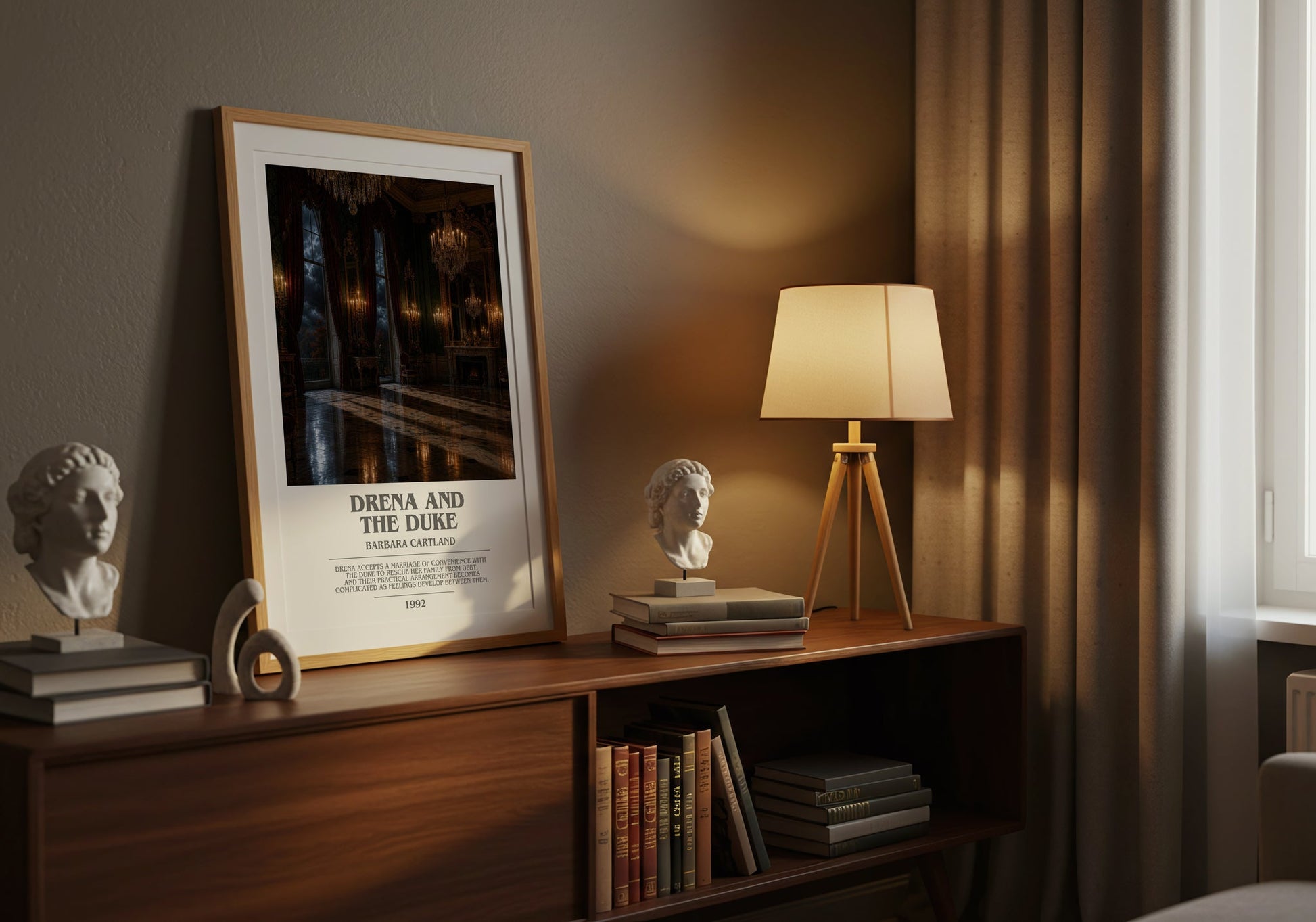 Drena And The Duke bookish book poster framed on wall – romance wall art