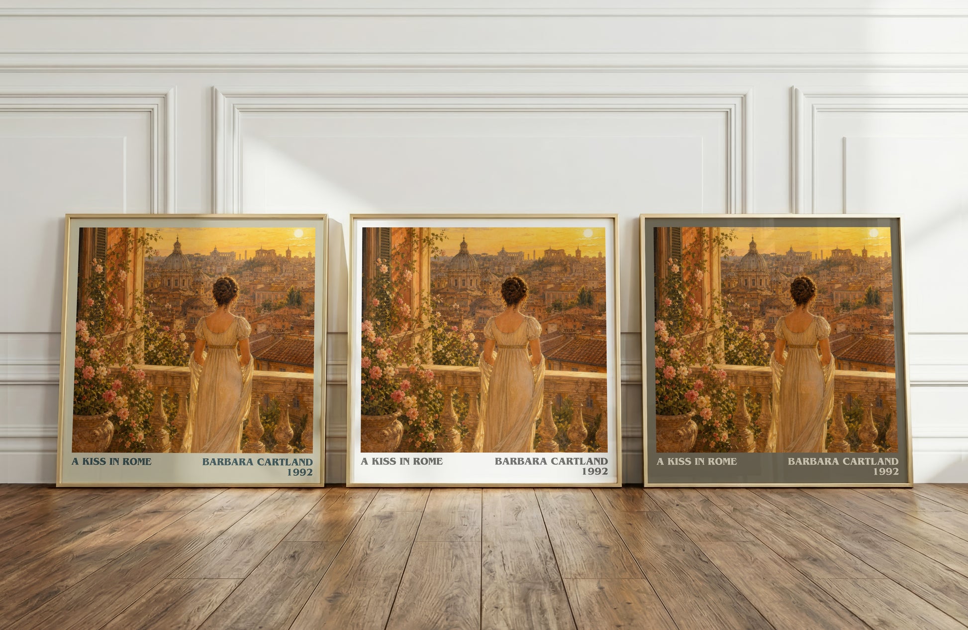 A Kiss In Rome literary art print colour and style options – Barbara Cartland book art