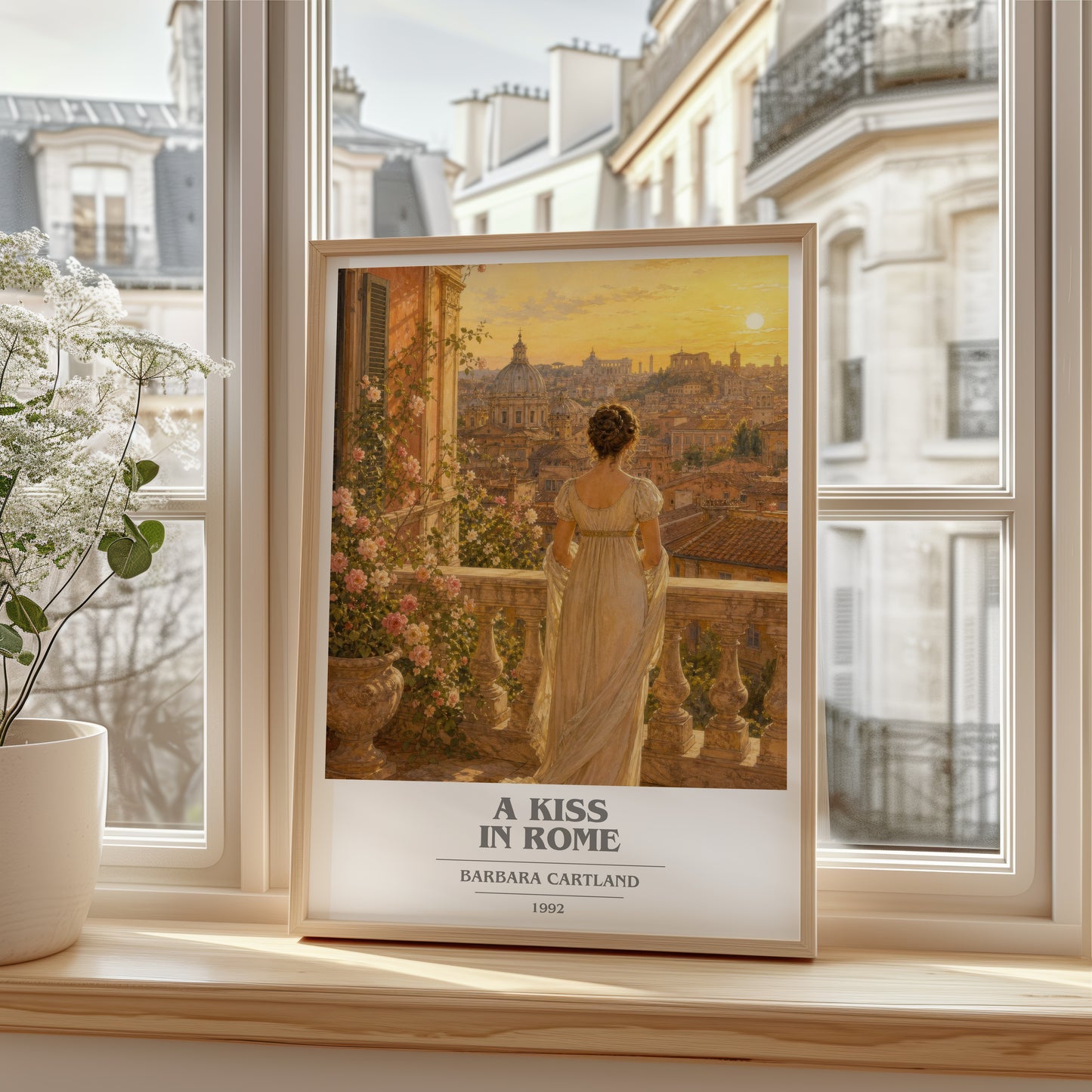 A Kiss In Rome book cover poster colour and style options – Barbara Cartland book art