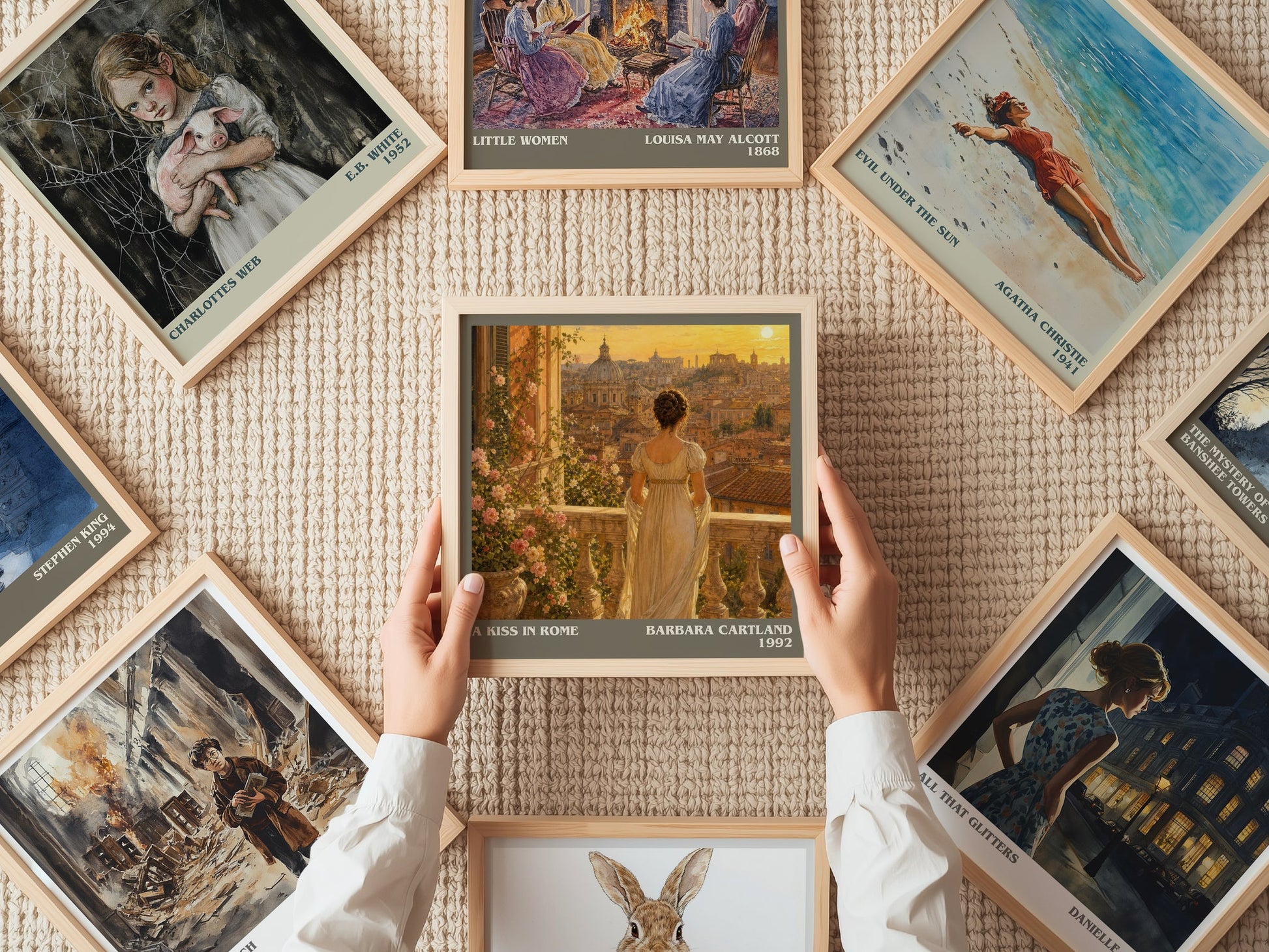A Kiss In Rome literary book poster framed on wall – romance wall art