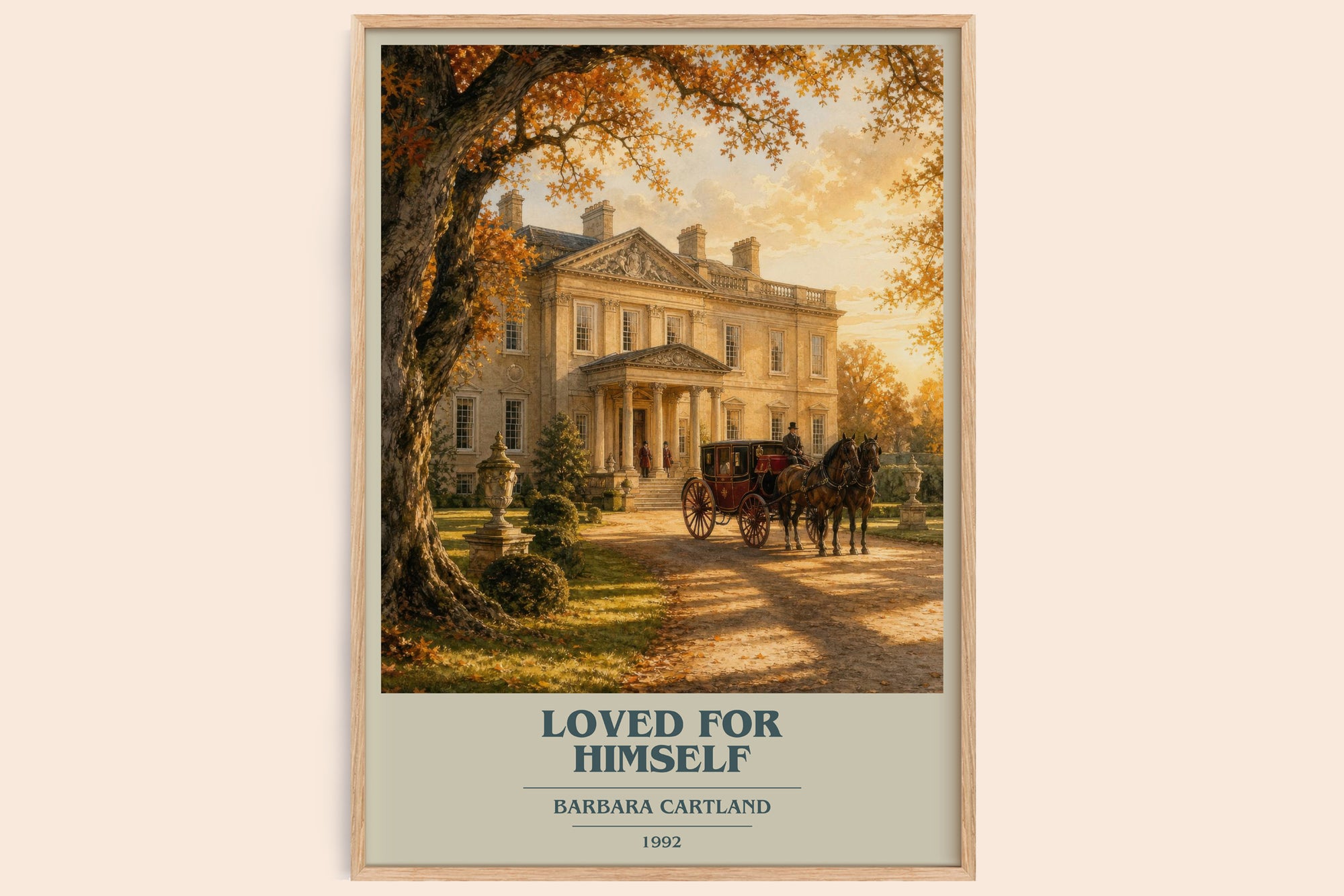Loved For Himself book cover book poster by Barbara Cartland – framed literary art print