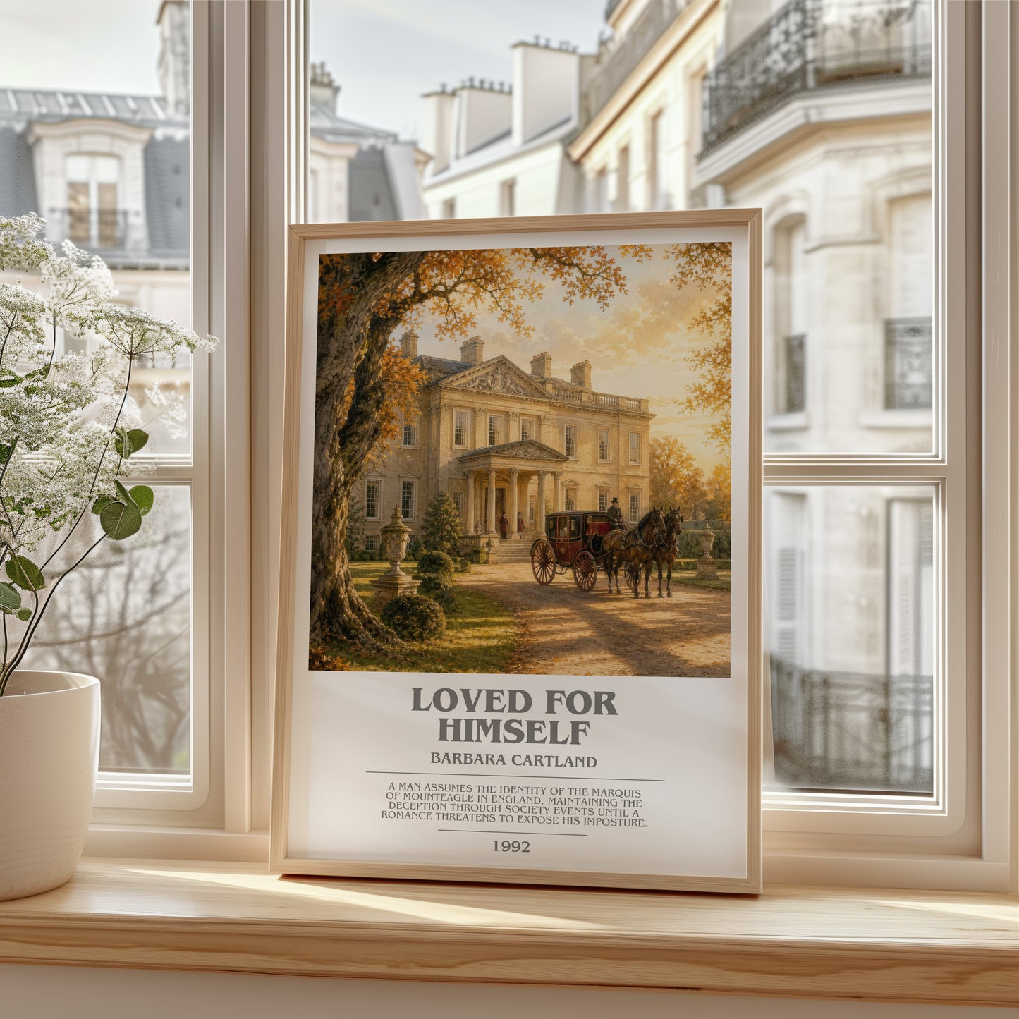 Loved For Himself bookish poster colour and style options – Barbara Cartland book art