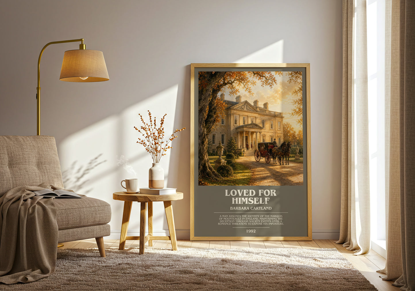 Loved For Himself bookish print on bookshelf – Barbara Cartland fan gift