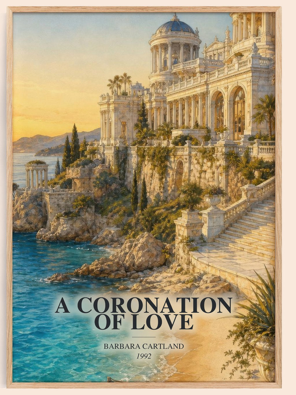 A Coronation Of Love watercolour book poster by Barbara Cartland – framed literary art print