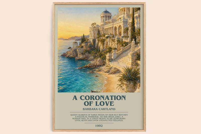 A Coronation Of Love bookish book poster by Barbara Cartland – framed literary art print