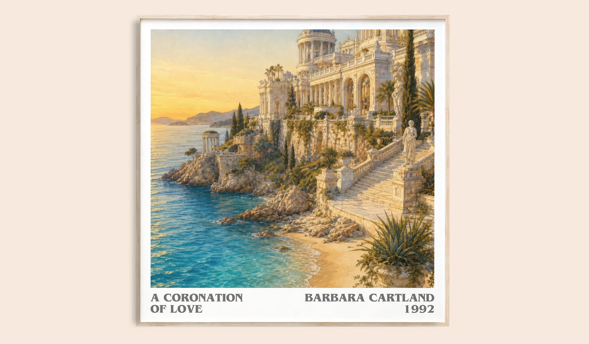 A Coronation Of Love literary book poster by Barbara Cartland – framed literary art print