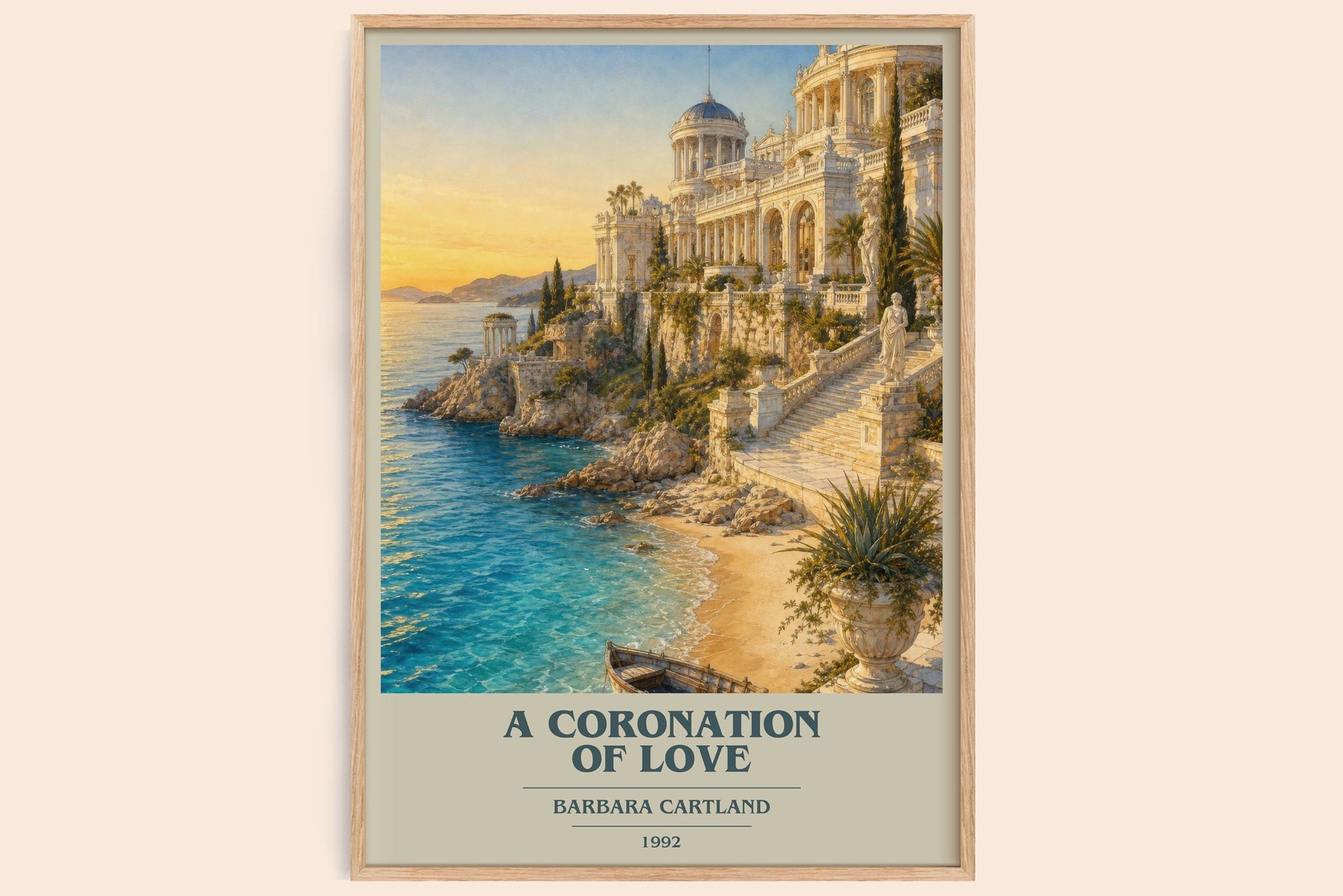 A Coronation Of Love book cover book poster by Barbara Cartland – framed literary art print
