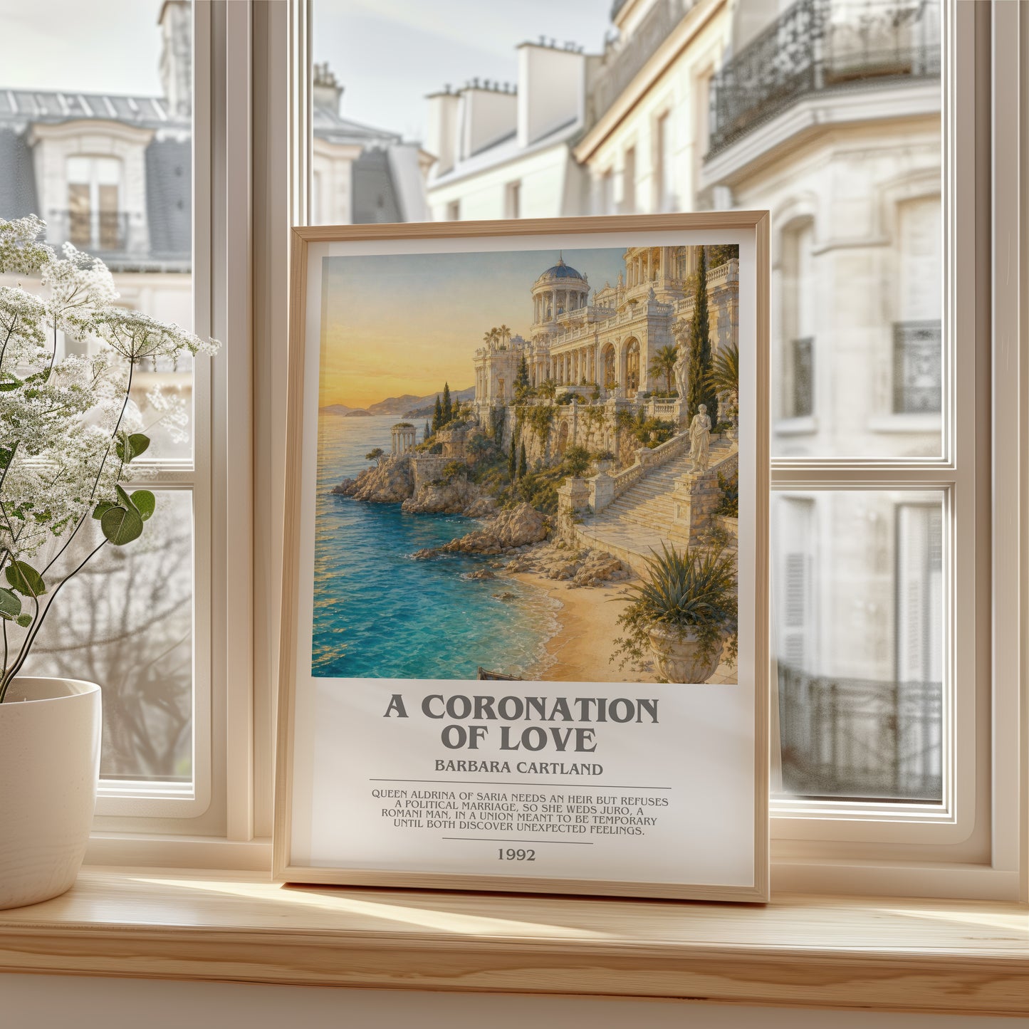 A Coronation Of Love bookish poster colour and style options – Barbara Cartland book art