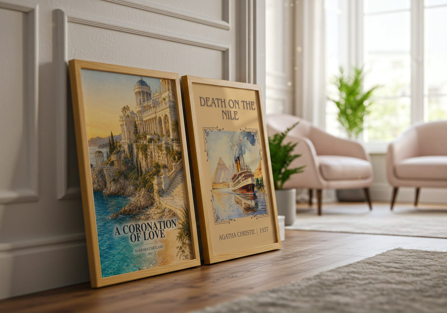 A Coronation Of Love watercolour print framed by window – literary home decor