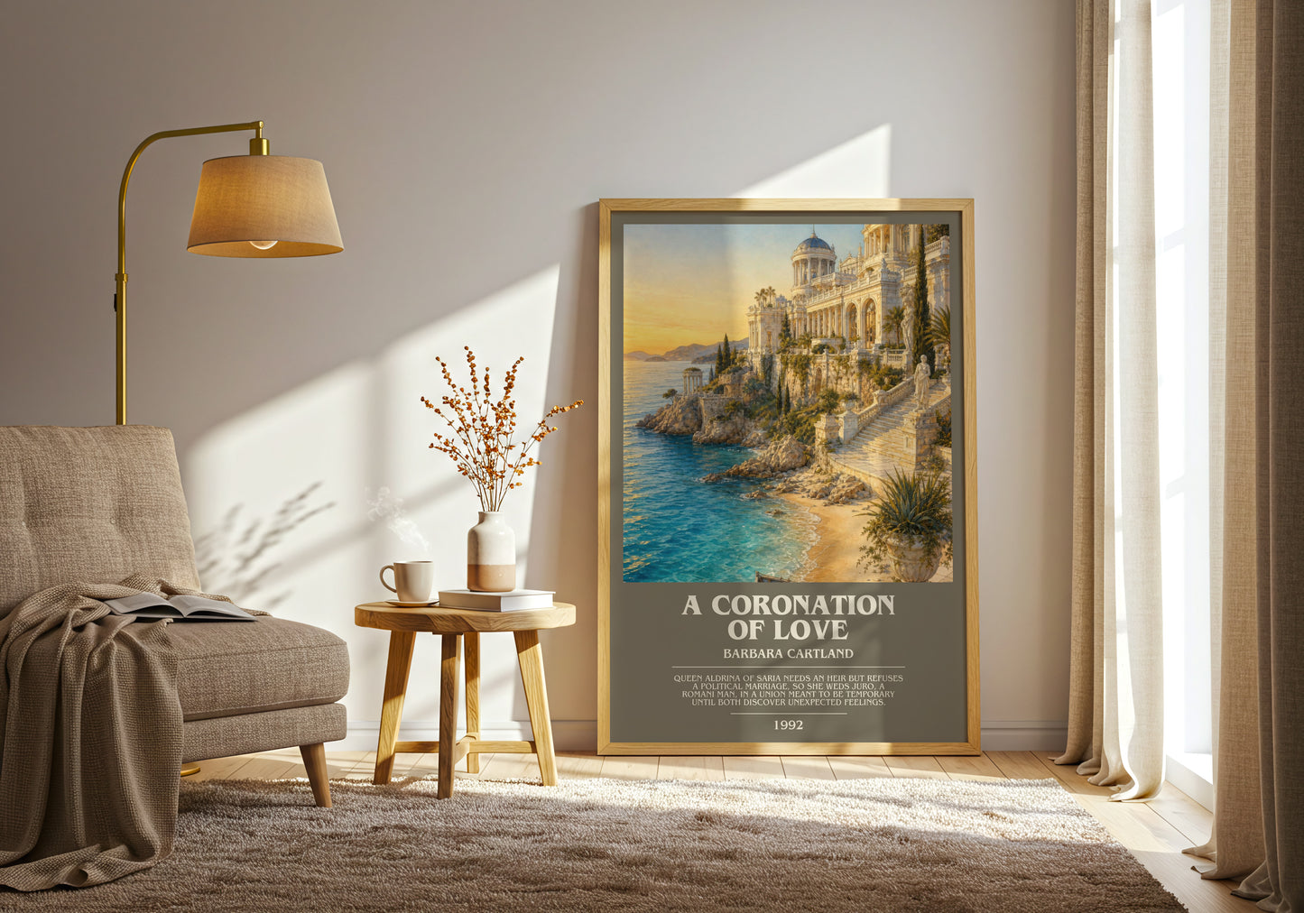 A Coronation Of Love bookish print on bookshelf – Barbara Cartland fan gift